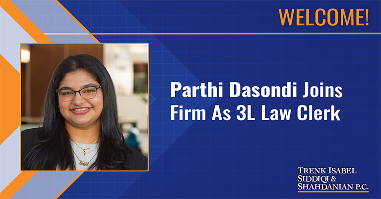 Parthi Dasondi joins firm as 3L Law Clerk